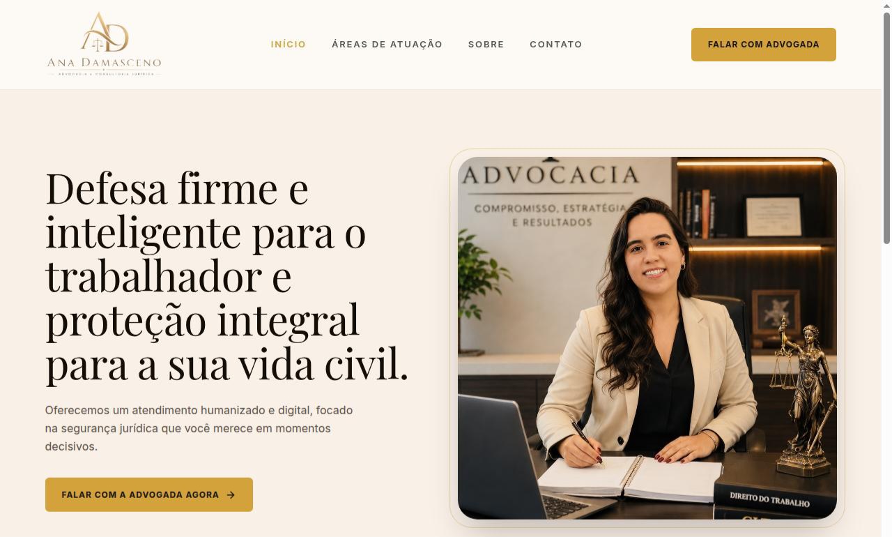 Captura de tela do site institucional Dra. Ana Damasceno